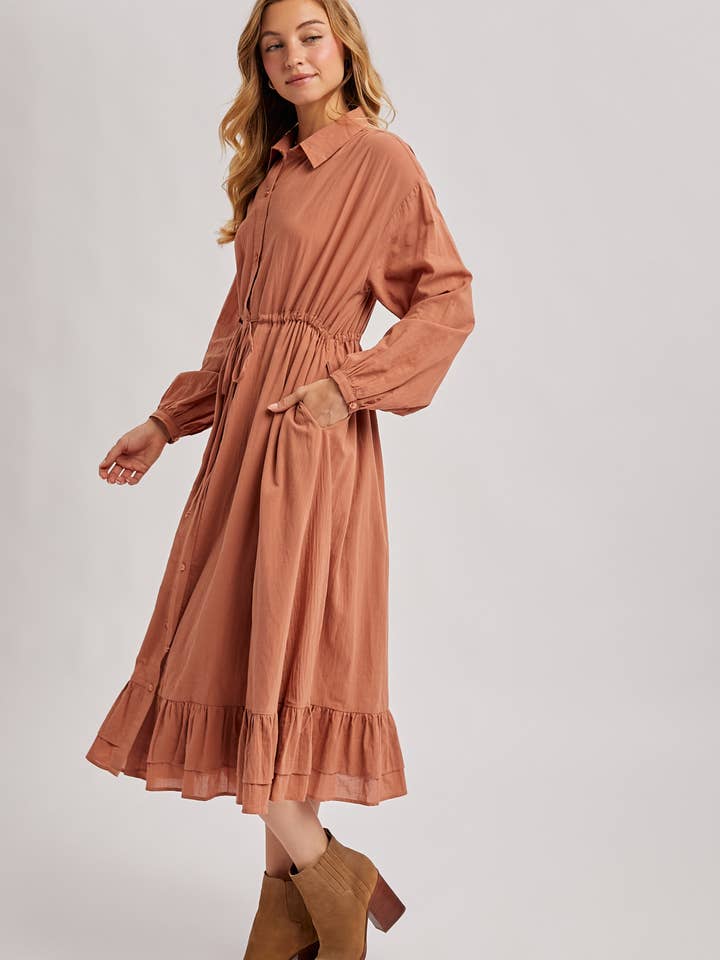 Bluivy - Wholesale Dress - Women's - RUFFLED MIDI OPEN DUSTER OR SHIRT DRESS4