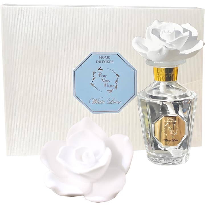 Pretty Valley Home - Wholesale Reed Diffuser - !! NEW!! Vintage Rose Ceramic Diffuser -White Lotus