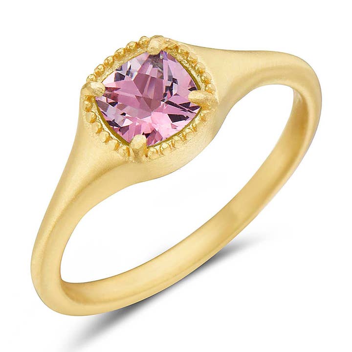 Anello con topazio fragola in edizione limitata in oro per la vendita all'ingrosso da parte di Anatoli Jewelry