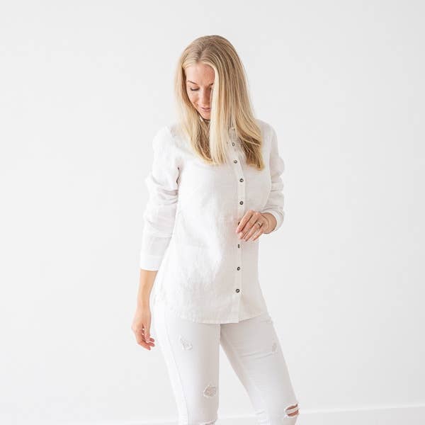 LinenMe - Wholesale Button Down Shirt - Women's - Linen Shirt White Ernesto3