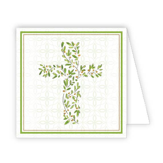 Green Floral Cross Enclosure Card for wholesale by RosanneBeck Collections