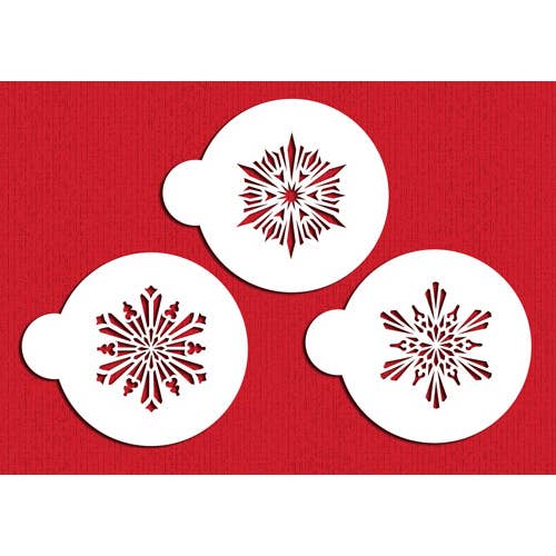 Designer Stencils - Venta al por mayor Plantilla/troqueles - Pequeño Copos de Nieve de Cristal 3 Plantillas para Galletas