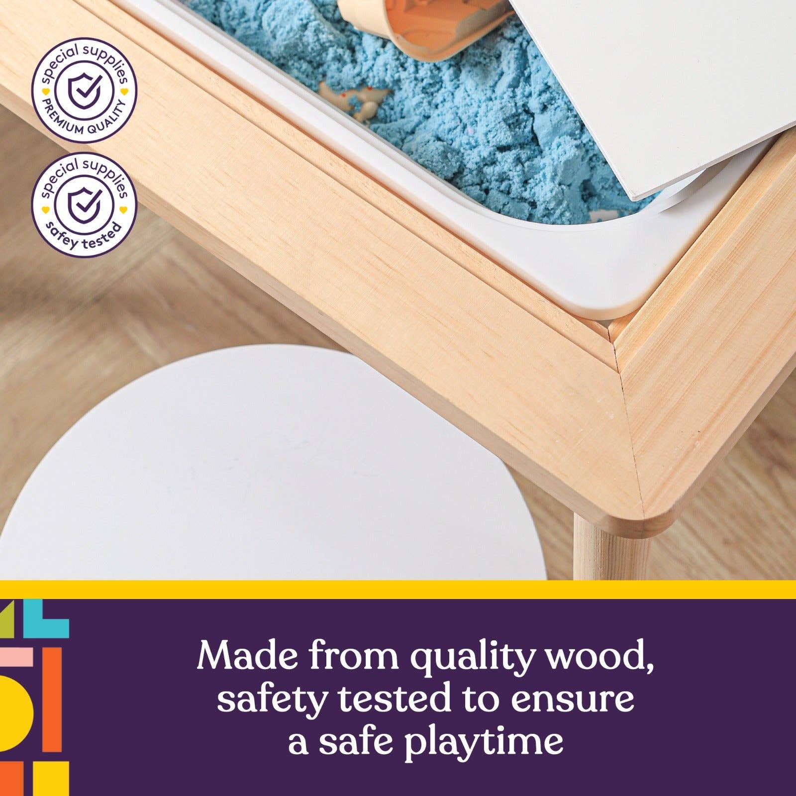 Special Supplies - Wholesale Toy Set - Kids - Kid’s Sensory Table Set with Deep Water and Sand Bins, Writable Lids, Chalk and Dry Erase Markers, and 2 Children’s Stools4