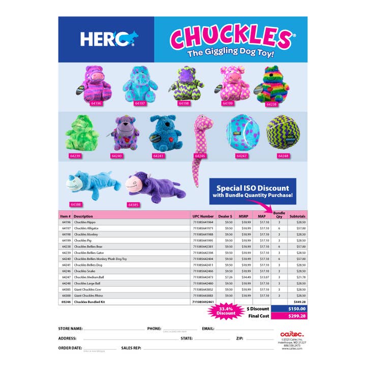 Caitec Inc - Wholesale Pet Plush Toy - Dog - Chuckles Bundle