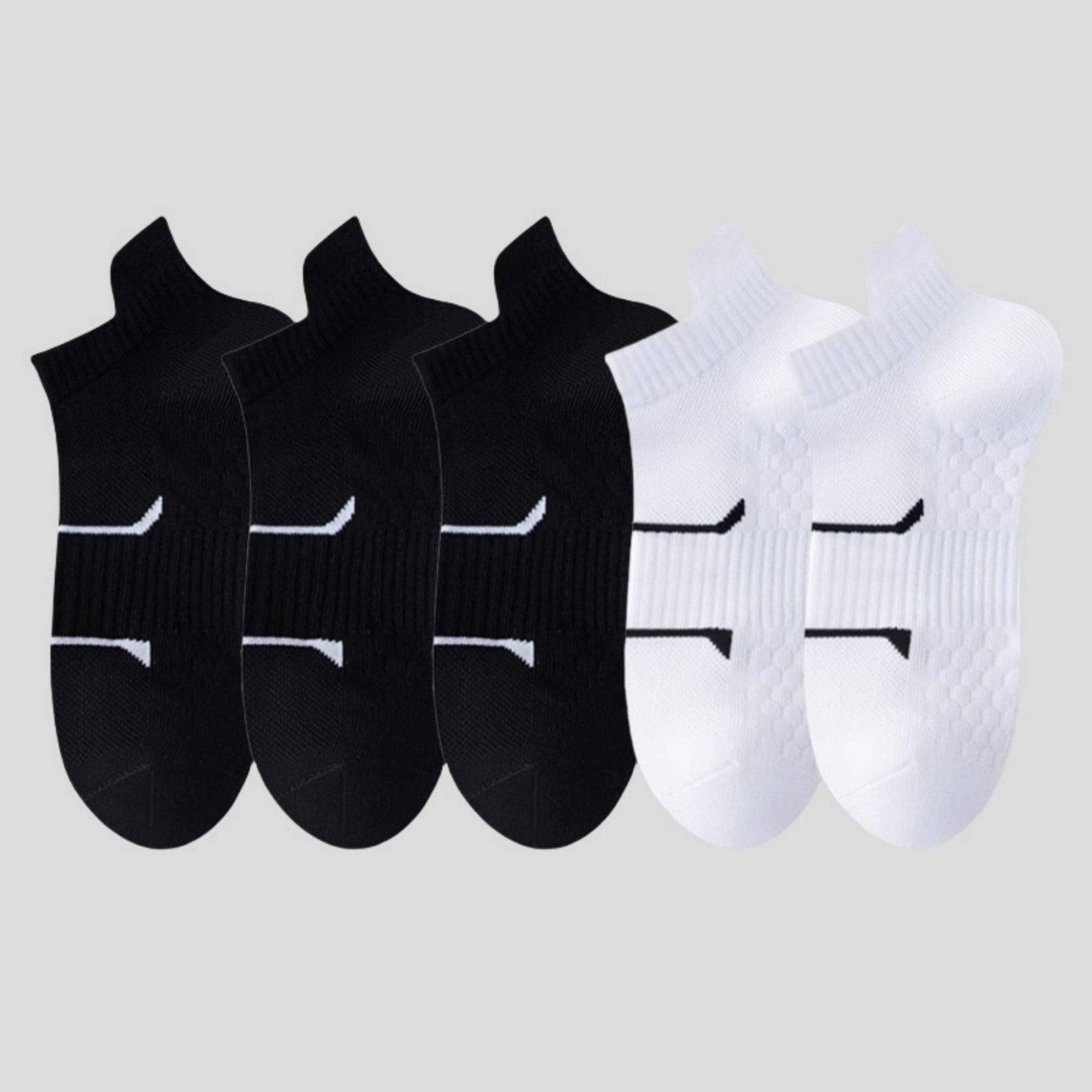 AK Brand - Wholesale Socks - Men's - Men's Cushioned Low Cut Grip Socks 5-Pack with Arch Support0