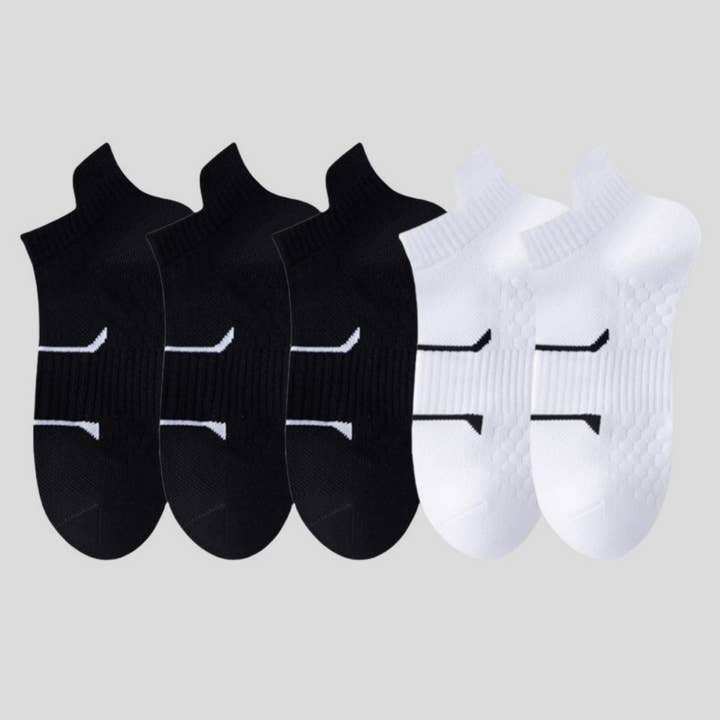 AK Brand - Wholesale Socks - Men's - Men's Cushioned Low Cut Grip Socks 5-Pack with Arch Support