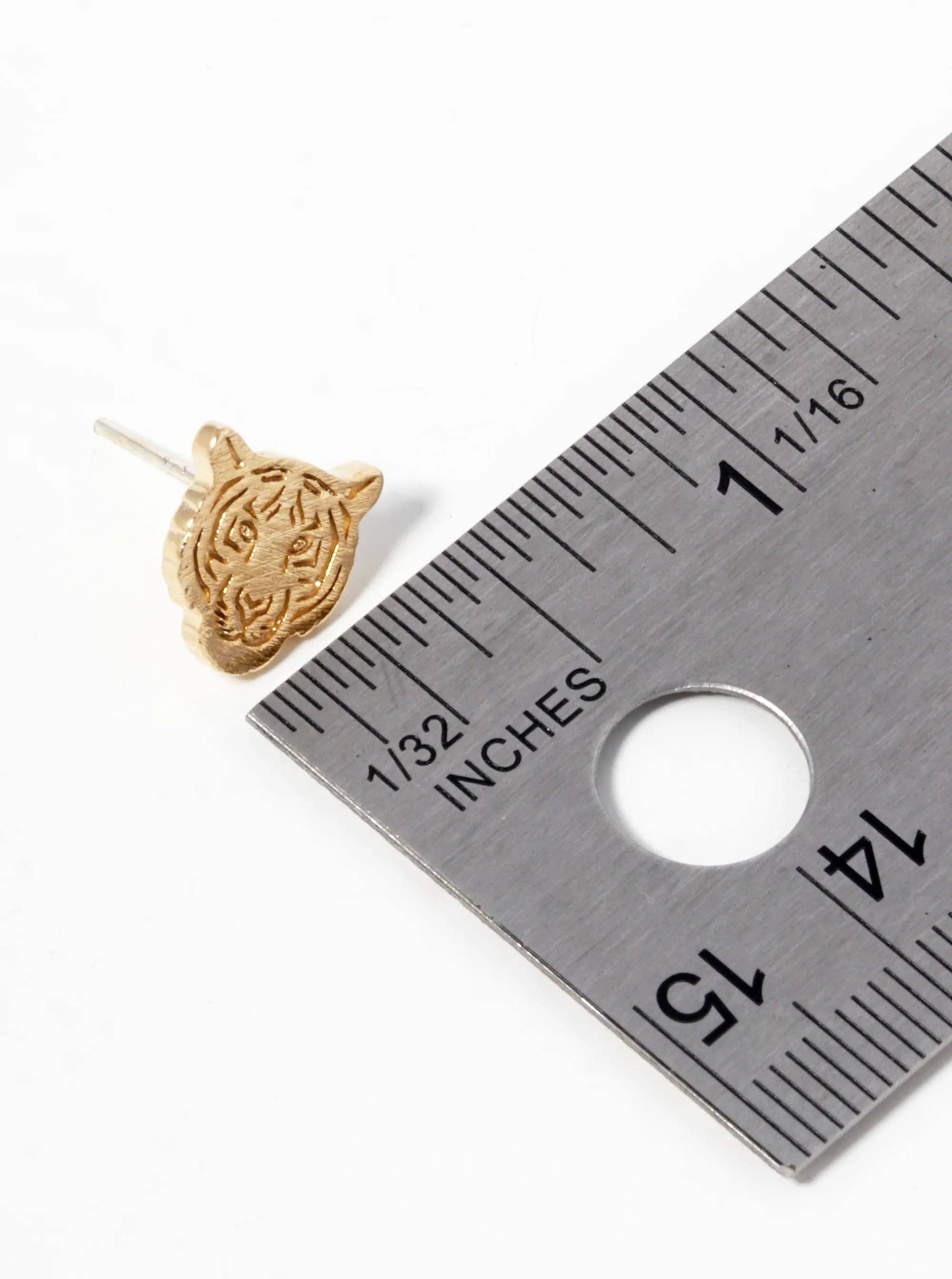 Wild Honey - Wholesale Stud/Post Earrings - 18K Gold Dipped Tiger Stud Earrings2