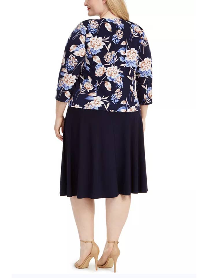 NAVY TAUPE Jessica Howard Floral 2-Pc Jacket Dress PLUS SIZE for wholesale on Faire1
