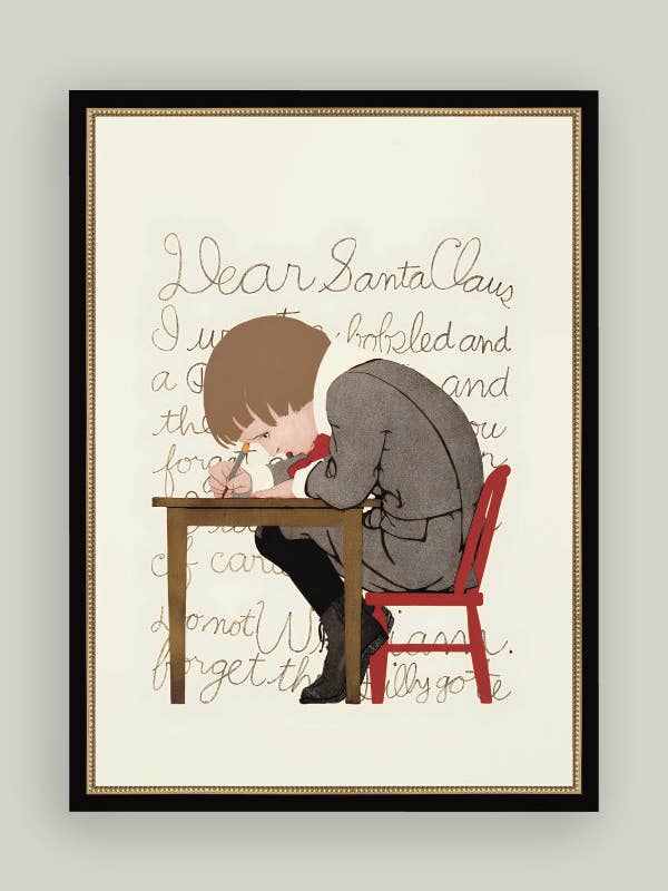 Dear Santa Claus Framed Antique Art for wholesale by Petal Lane Home