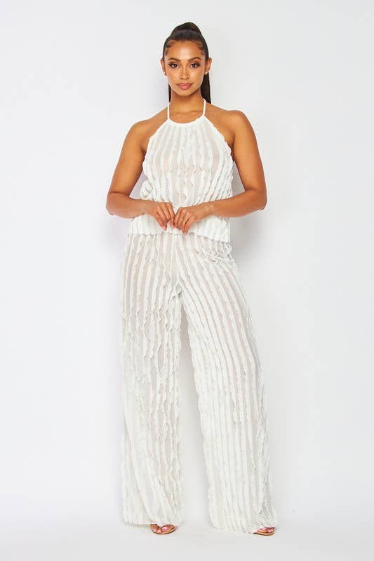 5besties inc - Wholesale Top & Pant Set (NOT Loungewear) - Women's - Halter Neck Ruffle Top and Pants Set9