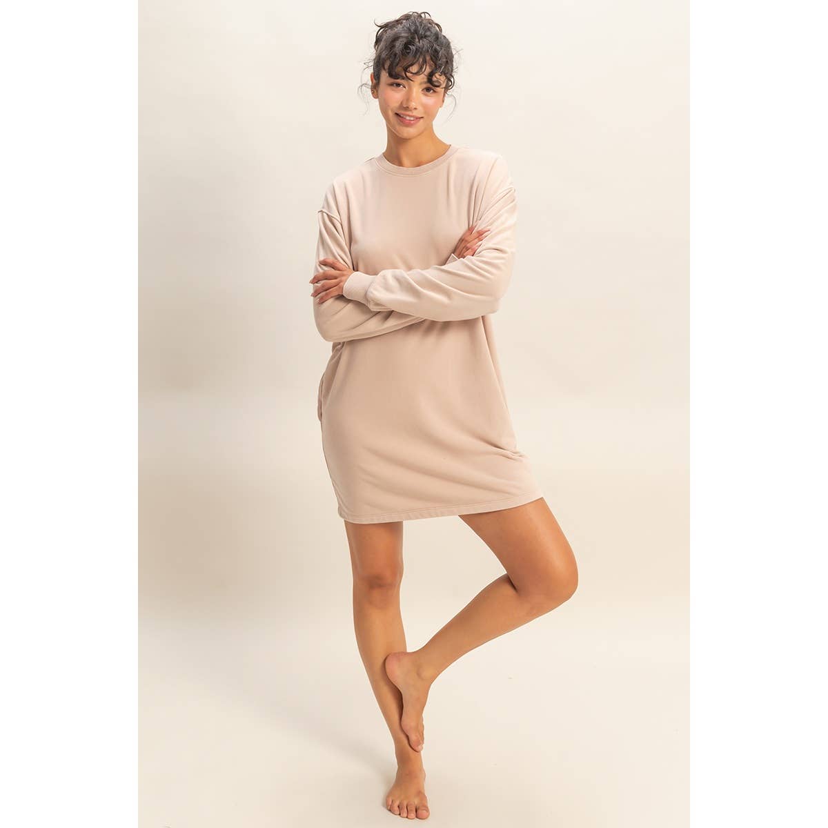 Double Zero - Venta al por mayor Vestido - Mujer - Vestido sudadera mini de gran tamaño lavado mineral27