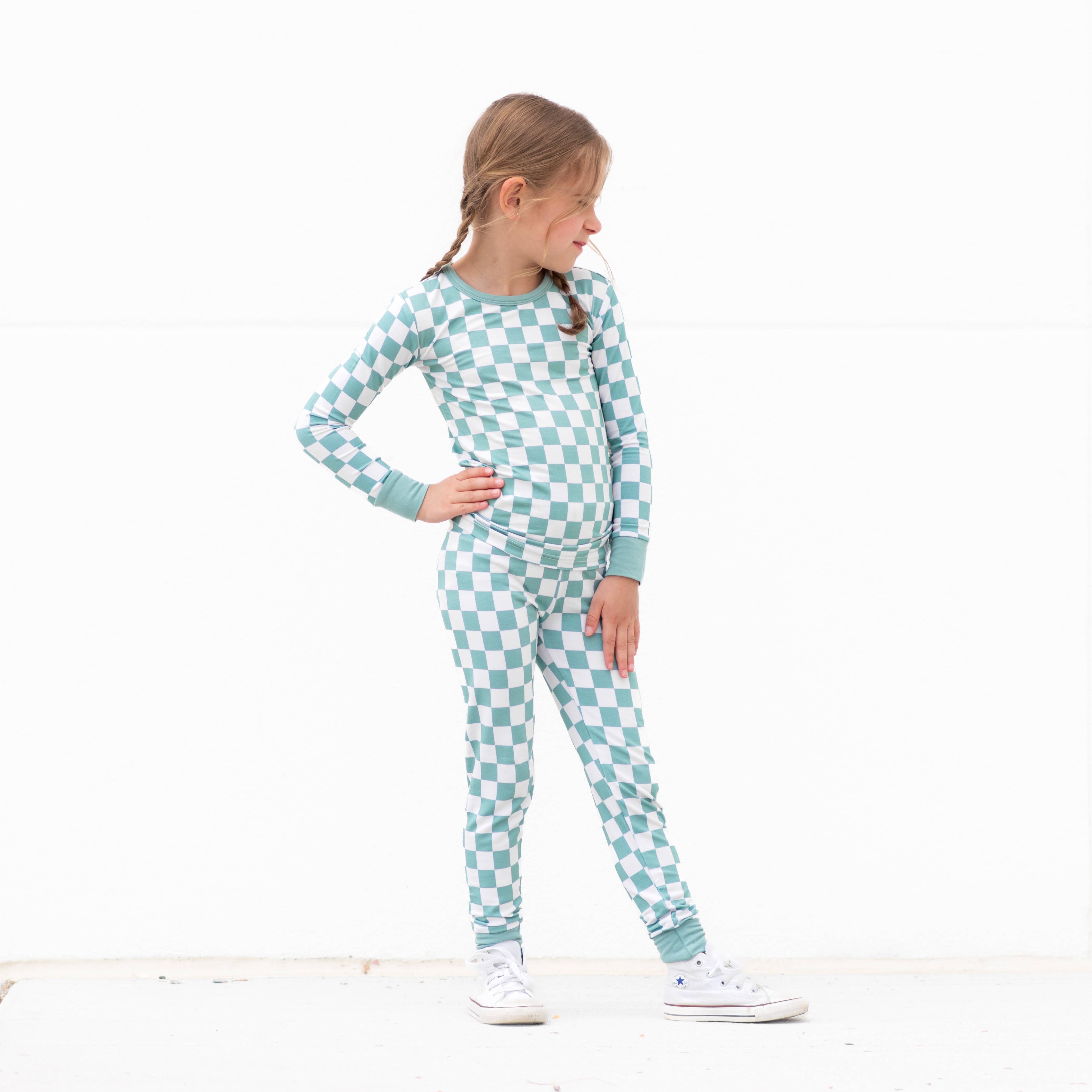 millie + roo LLC - Wholesale Sleepwear Set - Kids - LONG SLEEVE 2 PIECE SETS- Sage Check3