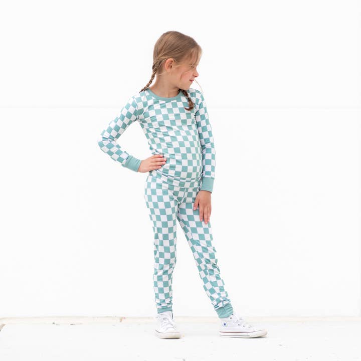 millie + roo LLC - Wholesale Sleepwear Set - Kids - LONG SLEEVE 2 PIECE SETS- Sage Check3