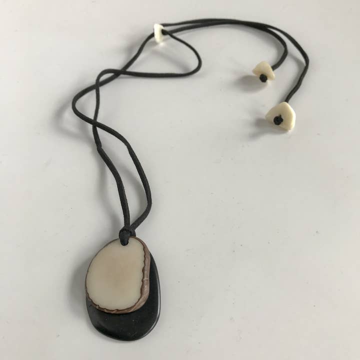 Belart Fair Trade - Wholesale Pendant/Charm Necklace - Tagua Double Duet Slice Necklace3