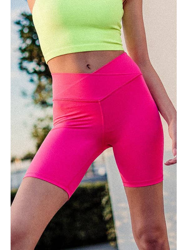 Urban Daizy - Wholesale Athletic Shorts - Women's - Cross Front High-Waisted Bike Shorts7