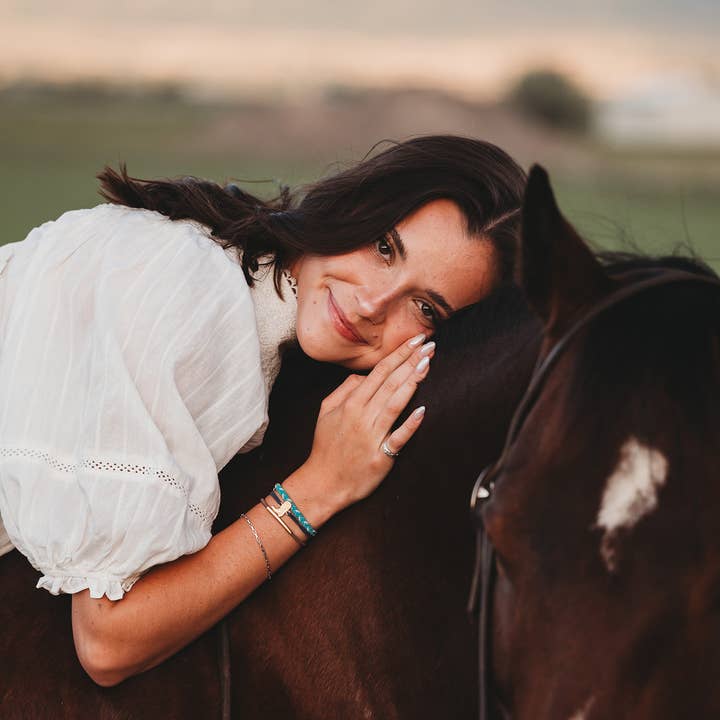 K'lani hair tie bracelets - Wholesale Jewelry Set - "Stride" Turquoise Cowgirl Boot Hair Tie Bracelets3