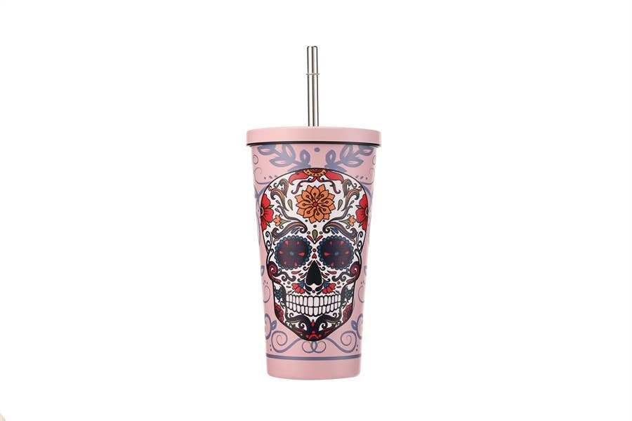 Nima Accessories Inc – wholesale Insulated mug/tumbler – Ladies  MARDI GRAS SKULL Printed Tumbler Cup0