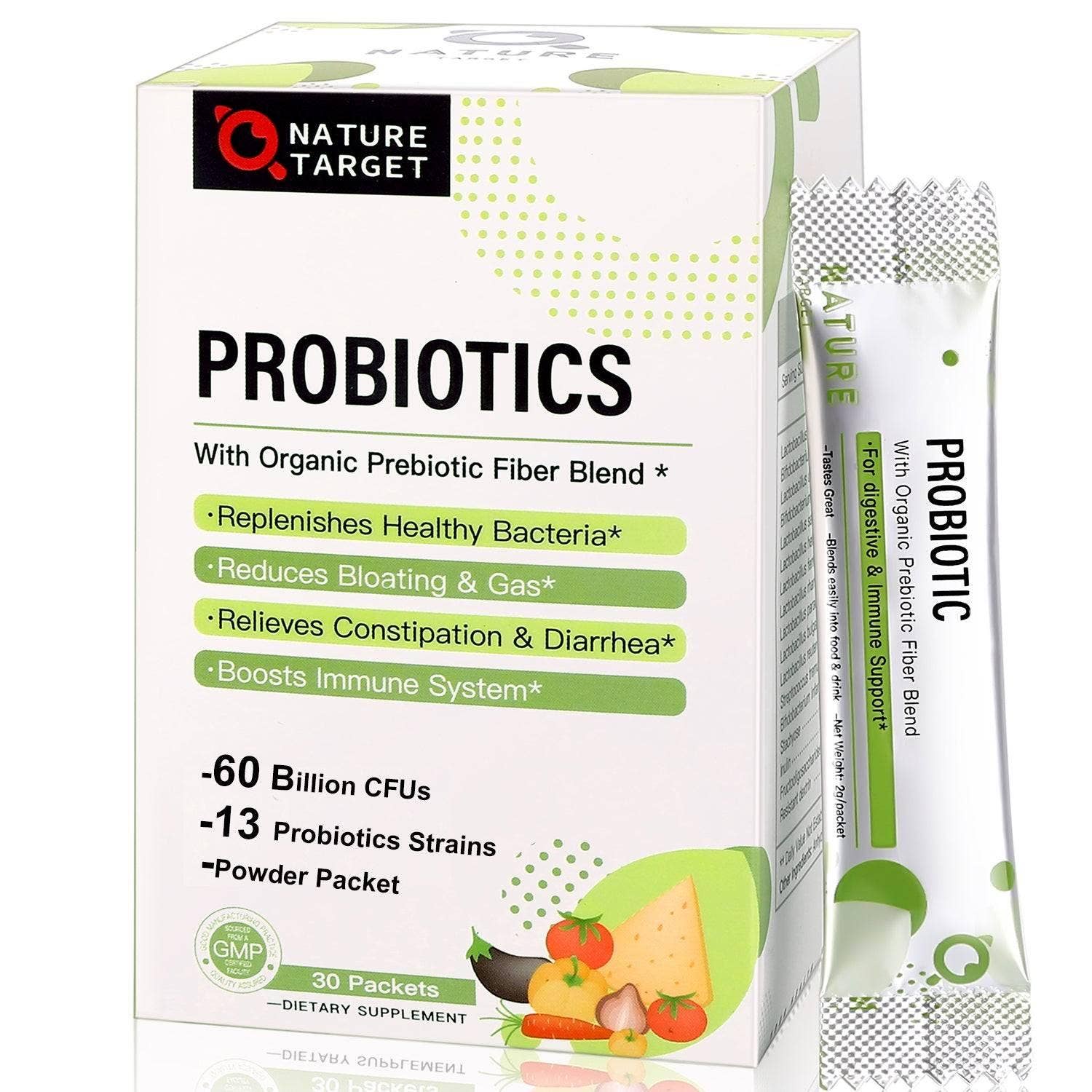 Nature Target - Wholesale Oral Supplement/Vitamin - NATURE TARGET Probiotics Powder for Women-Men-Kids Gluten Free 30 Packets0