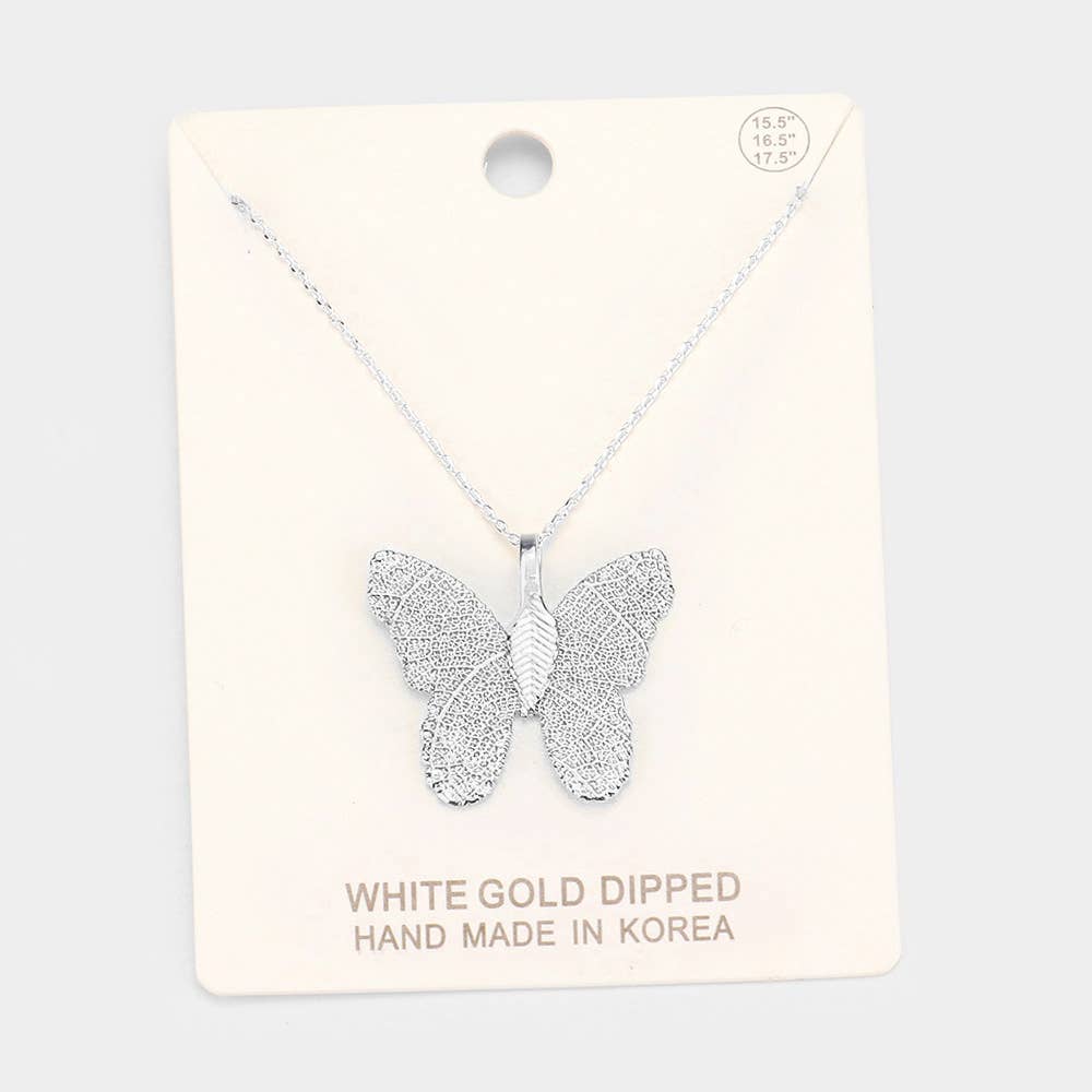 Sensibling Corp. – wholesale Pendant/charm necklace – Gold Dipped Textured Butterfly Pendant Necklace4