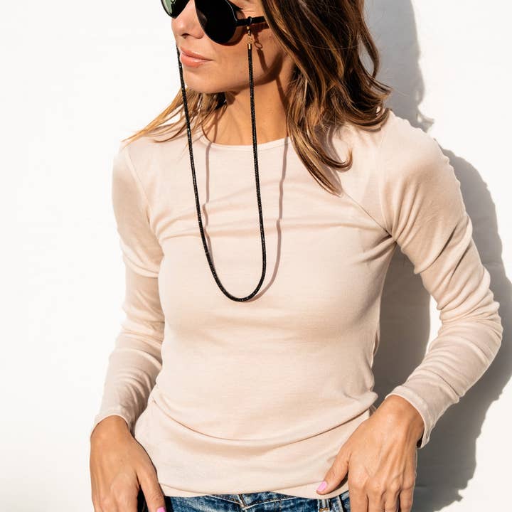 ROCKNOT - Wholesale Sunglasses/Eyeglasses Strap - Women's - 2-in-1 Sunglass Chain / Necklace - Jet Black Rhinestone