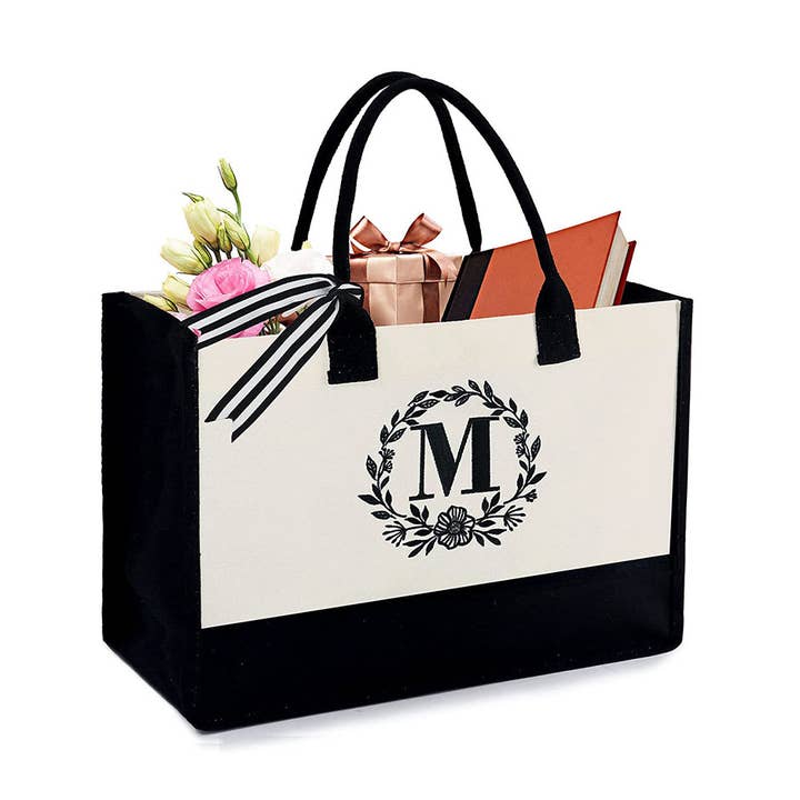 Women's Heavy Canvas Tote Bag with Monogram for wholesale by particleactive