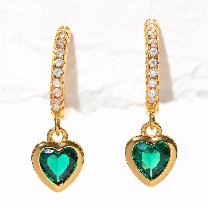 Gold Green Goddess Dangle Hoops for wholesale on Faire0