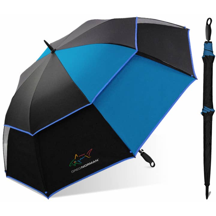 Chaby International - Wholesale Umbrella - Unisex - Greg Norman 62" Auto Vented Fiberglass Golf Umbrella-Asst'd
