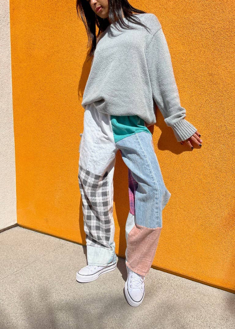 American Recycled Clothing - Wholesale Pants - Women's - Flannel & Denim Combo Pants Bundle0