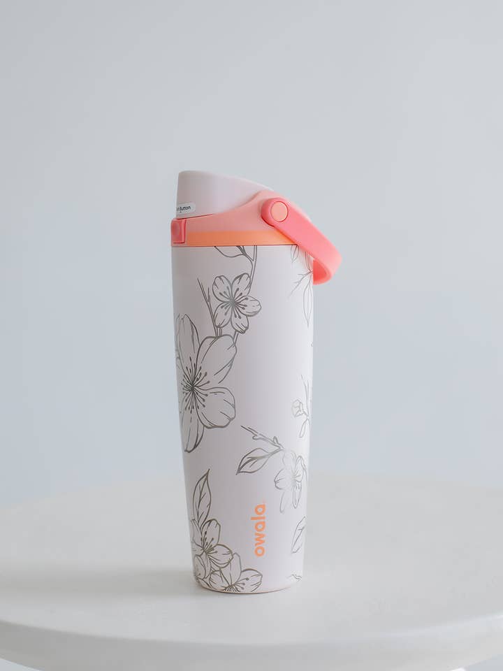 CHERRY BLOSSOM ENGRAVED OWALA SWAY 30OZ STAINLESS TUMBLER for wholesale by KNOTS + NOOK