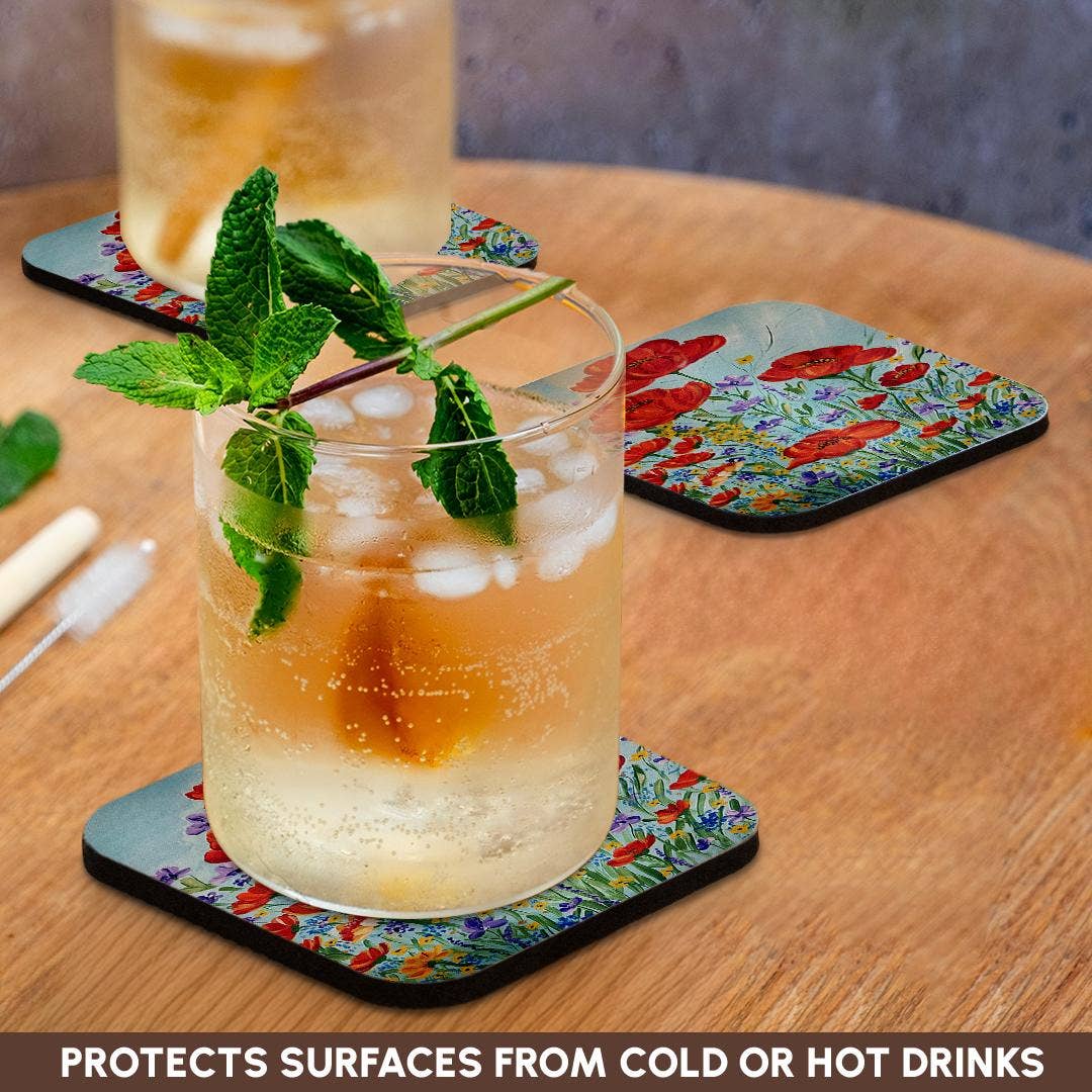 3dRose – wholesale Underlägg – 3dRose, Bild av röda vallmoblommor, Underlägg9