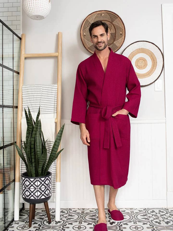 Lotus Linen - Vente Peignoir – homme - Peignoir de bain en nid d'abeille pour homme - Absorbant, léger38