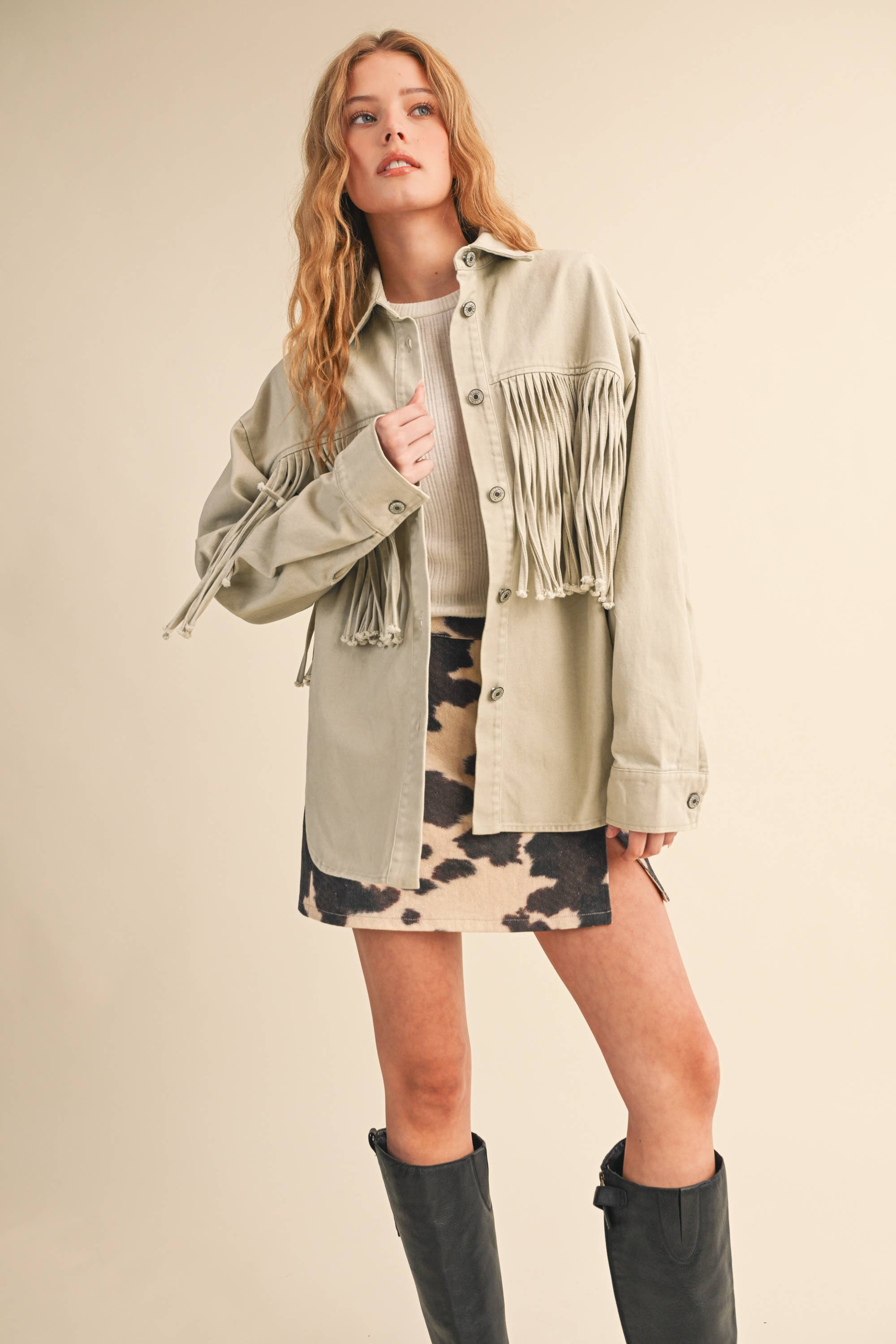 Klesis - Vente Veste-chemise – femme - Veste en jean à boutons avec couleur contrastante IJ17121