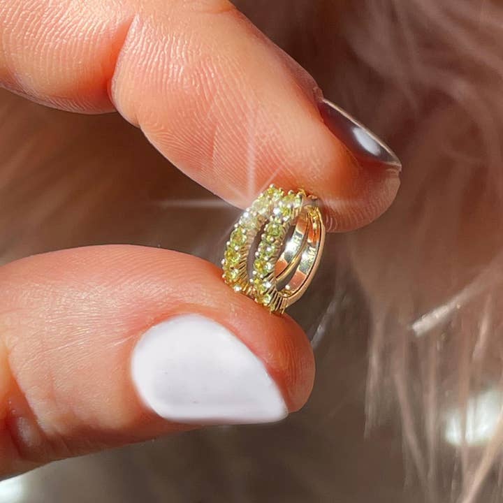 14kt Gold Peridot Savant Hoops for wholesale by La Kaiser