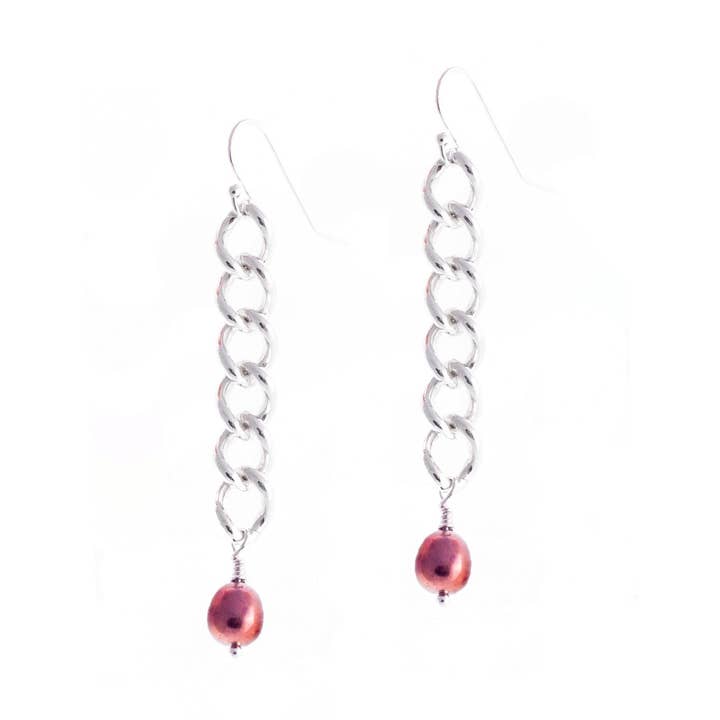 Gleason II Earrings — Sterling Silver Chain With Copper Pearls för wholesale av Solid Design Studios