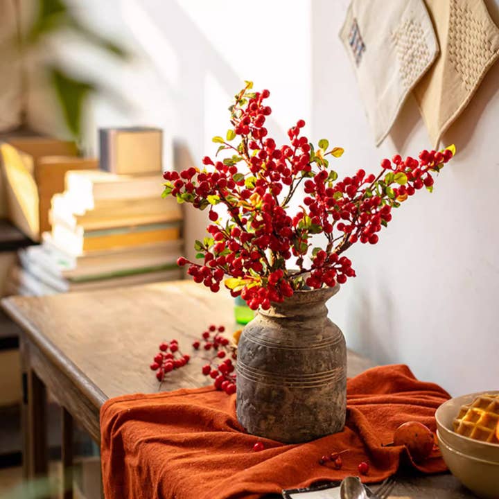 Rustic Reach - Wholesale Artificial Plant - Artificial Berry Stem in Red 17" Tall2