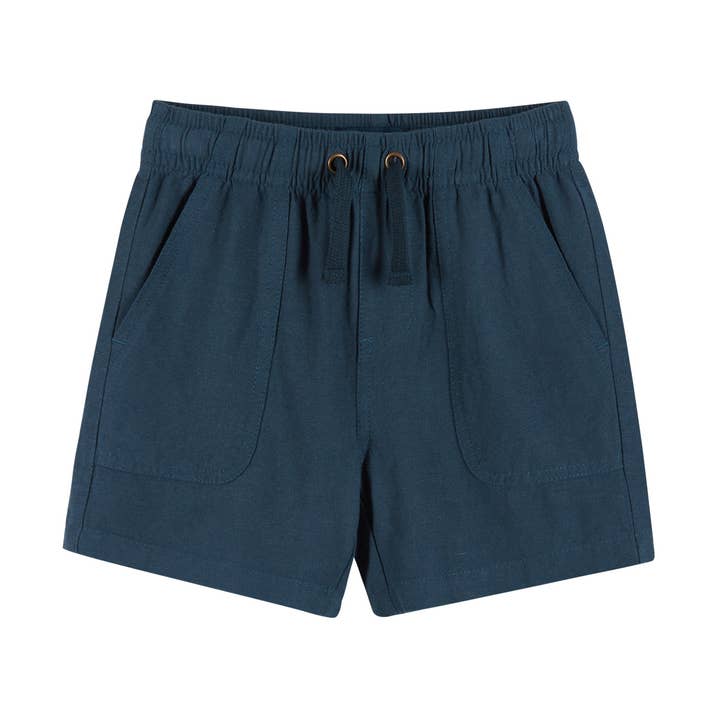 Kids Linen Blend Shorts | Blue for wholesale by Andy & Evan