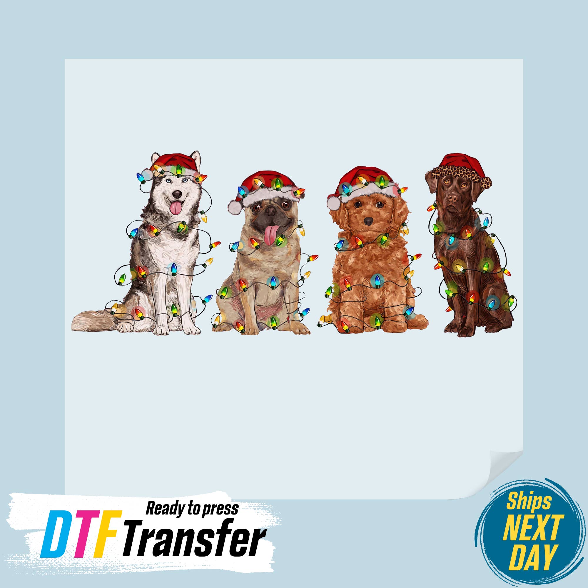 DTF Office - Wholesale Sublimation Transfer - Dogs Christmas DTF Transfer
