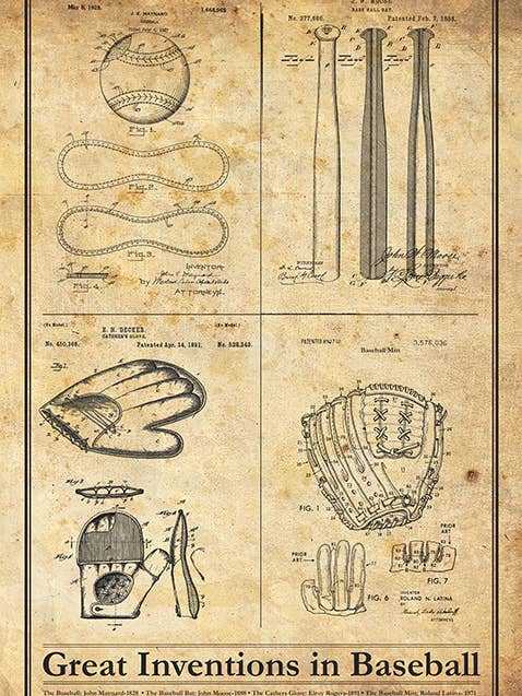 Inventions de base-ball - Art d'invention breveté pour la vente par LOST DOG art & frame