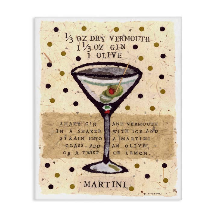 Stupell Industries - Wholesale Wall Sign - Dotted Martini Recipe - Unframed Wall Art5