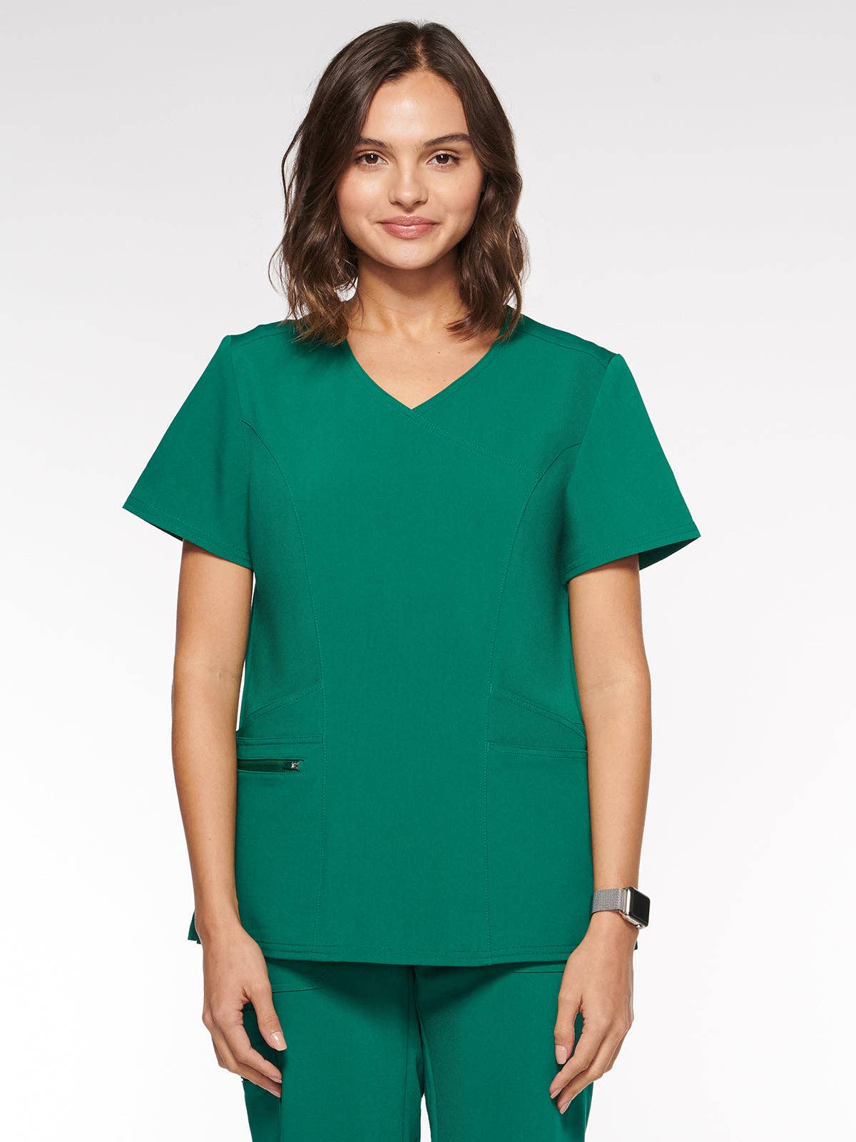 Aura Naturale – wholesale Healthcare uniform – Women's – Coral Women Mock Wrap with 6 Pockets Scrubs Top (94003)8