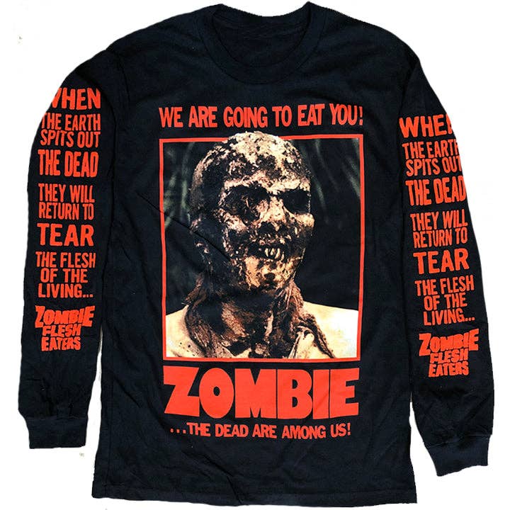 ZOMBIE POSTER LONG SLEEVE SHIRT for wholesale by Pallbearer Press