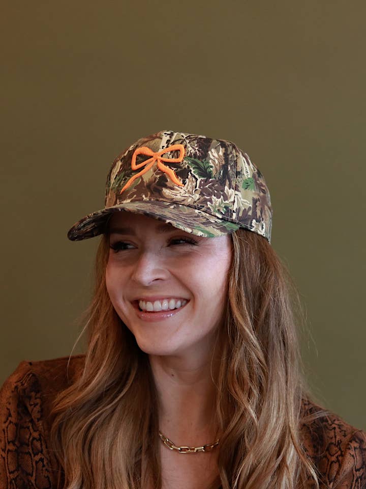 Camo Orange bow hat for wholesale by Electric label