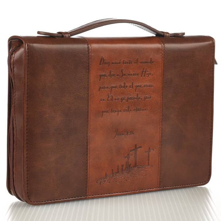 Christian Art Gifts - Vente Couvertures pour bible - Chorro símil cuero Jn. 3:16, canela2