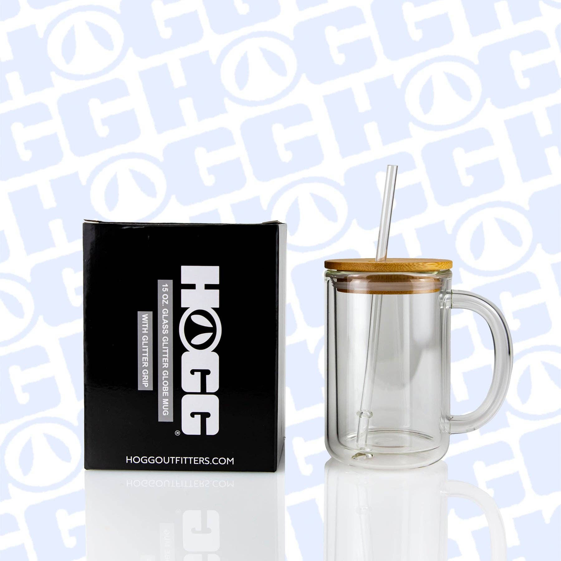 Hogg Outfitters - Wholesale Coffee Mug - 15oz SUBLIMATION GLITTER GLOBE GLASS COFFEE MUG1