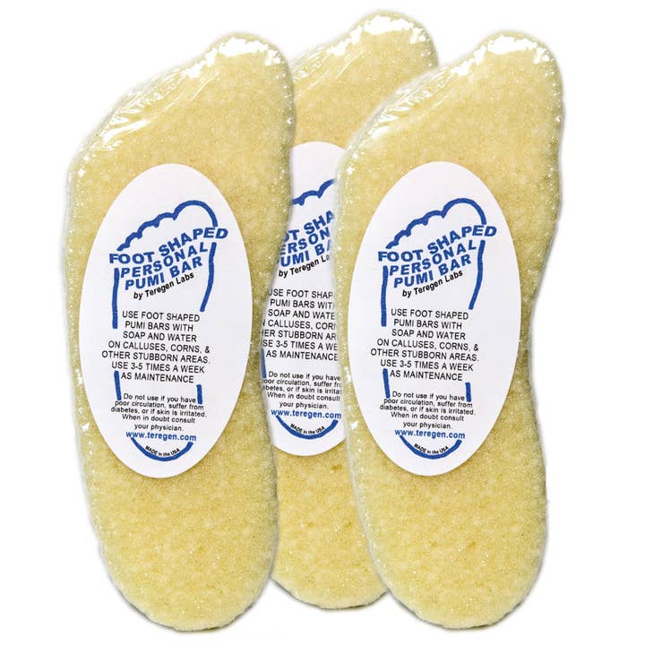 3-Pack of the Foot Shaped Personal Pumi Bar for wholesale by Teregen Personal Products