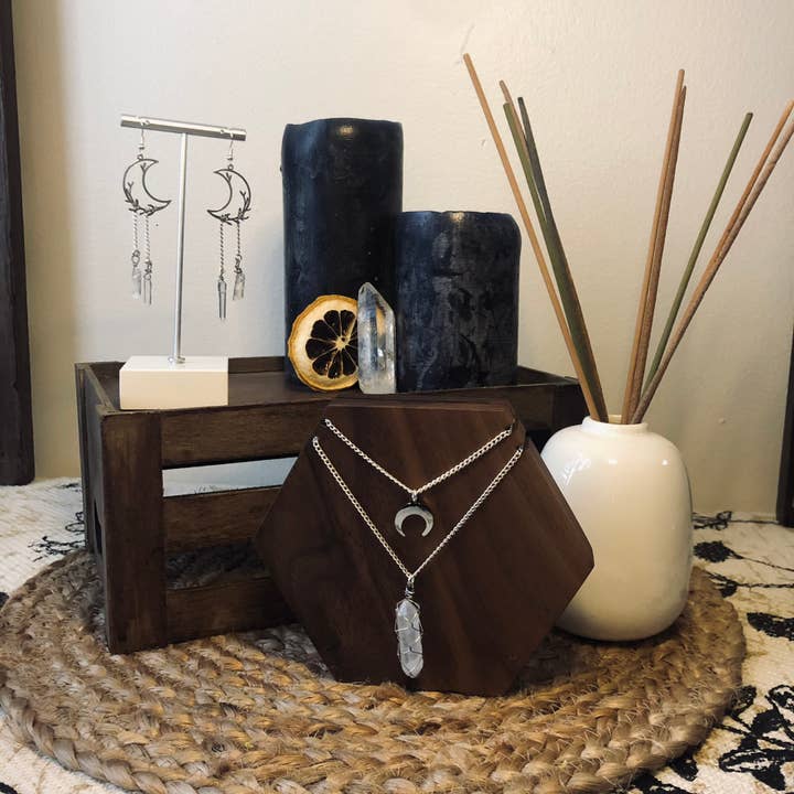 Crescent Crystal Layered Necklace for wholesale by Faerie’s Fix