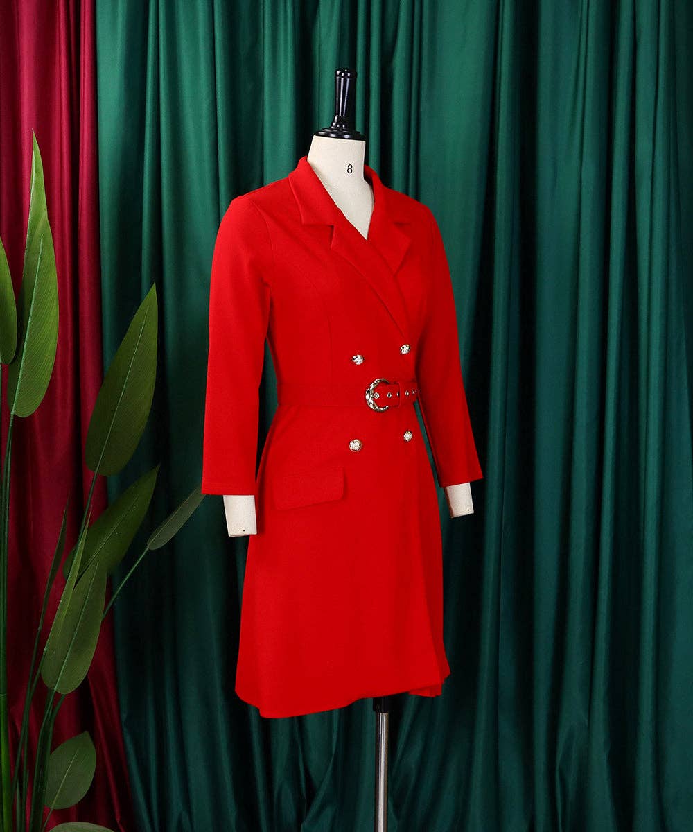 Aria Romance - Wholesale Dress - Women's - Pleated Patchwork Blazer Dress11