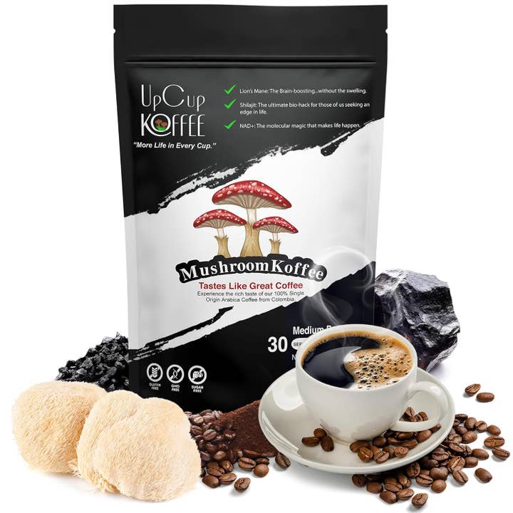 UpCup Koffee Functional Ground Mushroom Coffee, 1 Bag for wholesale by Oasis Snacks