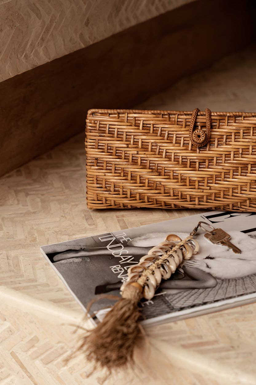 Bazar Bizar Living - Venta al por mayor Llavero - Unisex - Llavero de rafia estilo espina de pescado - Blanco natural1