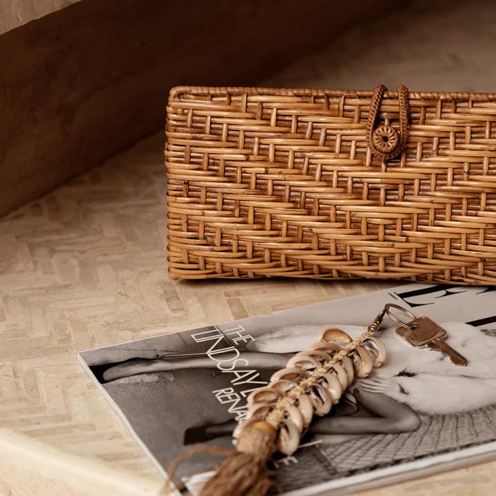 Bazar Bizar Living - Venta al por mayor Llavero - Unisex - Llavero de rafia estilo espina de pescado - Blanco natural1